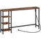 Brown Metal Console Table with Charging Station, 3 Shelves and Customizable Storage